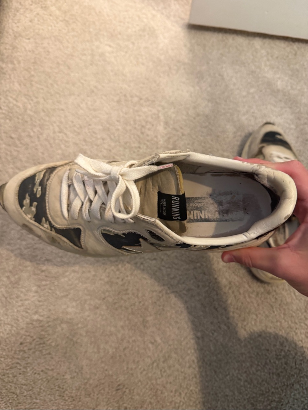 Golden Goose Beige and Black Star Camouflage Sneakers - Picture 2 of 8